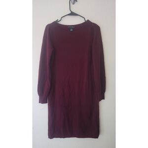 Sofia Cashmere Burgundy Mini Long Sleeve Dress Size Small